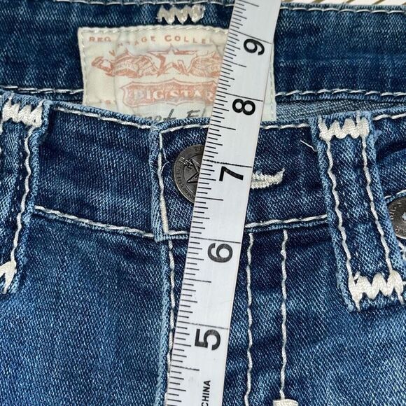 Vintage Big Star Womens Size 28XL Blue Whiskered Embellished Sweet Flare Jeans - Picture 4 of 14